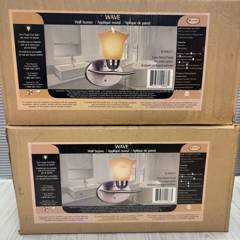 CANARM Wave Wall Sconce - Brand New- Set of 2 wall sconces
